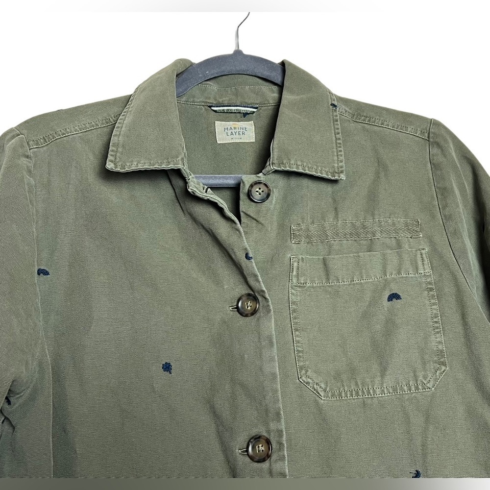 MARINE LAYER women’s green olive long sleeve jacket size M - Picture 6 of 7